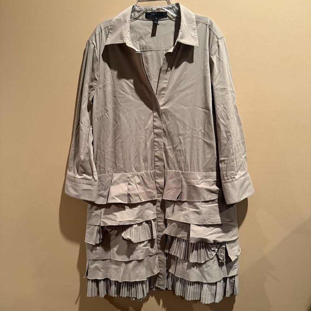 [BCBGMAXAZIA] Collared Dress w/ ruffle pleats